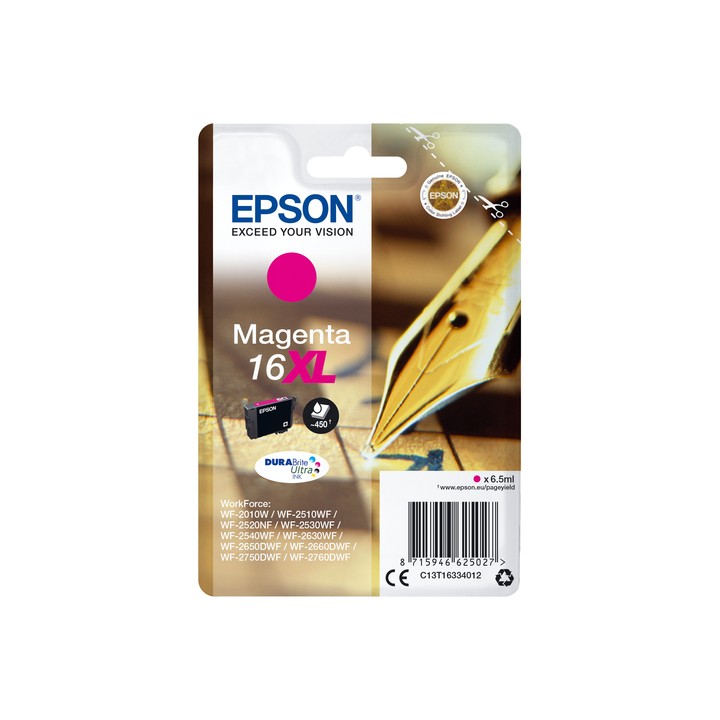 EPSON CART INK XL MAGENTA PER WF-2510WF, WF-2520NF, WF-2530WF WF-2540WF SERIE 16XL PENNA E CRUCIVERBA