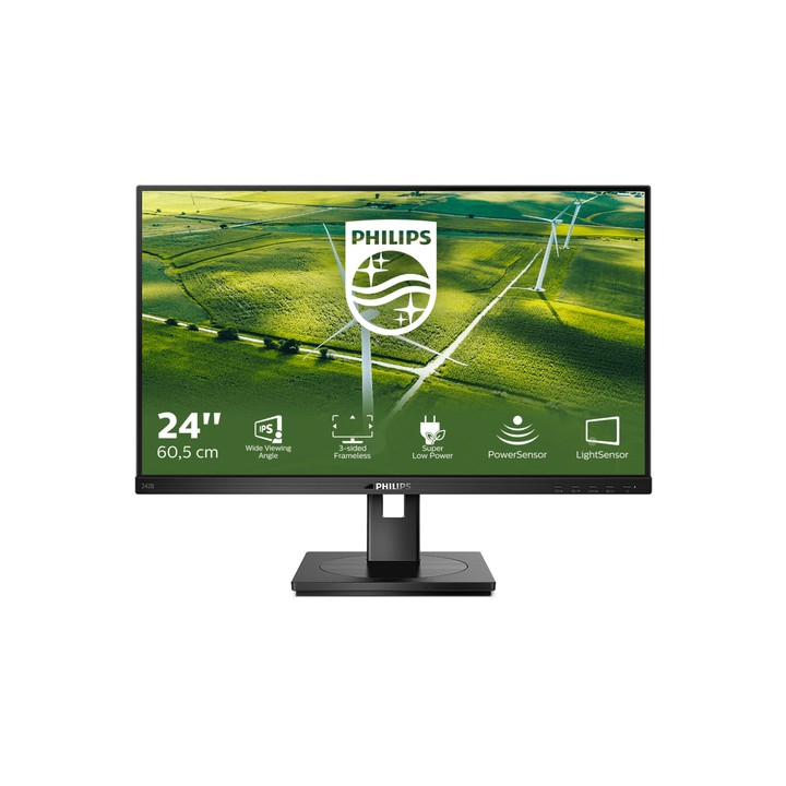 PHILIPS MONITOR 23,8 LED IPS 16:9 FHD 4MS 250 CDM, VGA/DVI/DP/HDMI, GREEN LINE, PIVOT, MULTIMEDIALE