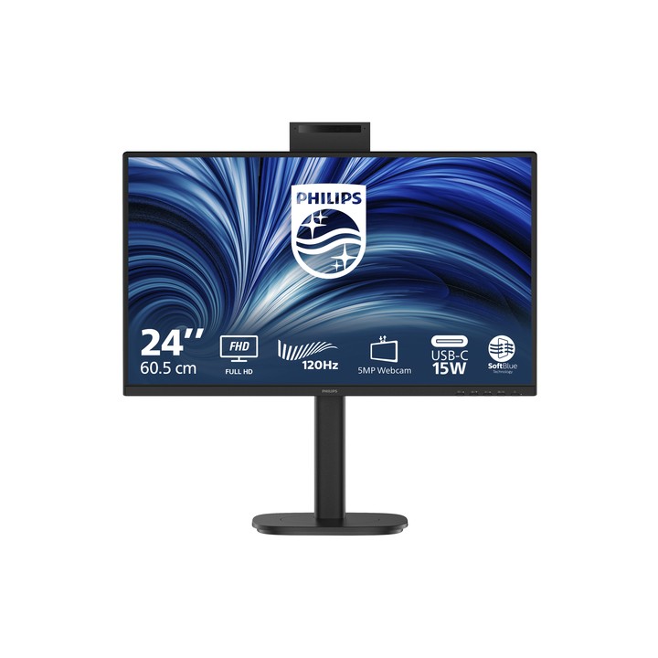 PHILIPS MONITOR 23,8 LED IPS FHD 16:9 4MS 300 CDM 120hz, PIVOT, WEBCAM, USB-C, VGA/DP/HDMI, MULTIMED