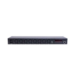 MULTIPRESA19 8 PORTE IEC C13 FEMMINA CONTROLLO TRAMITE IP CON DISPLAY PER VOLT E AMPERE E SENSORI AMBIENTALI TEMPERATURA E UMIDI