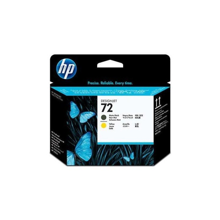 HP CART INK TESTINA NERO OPACO E GIALLO PER DESIGNJET T1100, N. 72