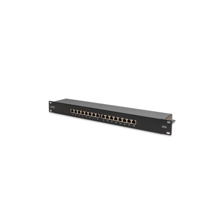 PANNELLO PATCH 19 SCHERMATO 16 PORTE 8 POLI RJ45 PER RETI CATEGORIA 6 - 1 UNITA NERO