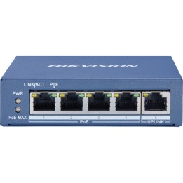 HIKVISION SWITCH 4 PORT GIGABIT UNMANAGED POE SWITCH 1 GIGABIT RJ45 UPLINK PORT, 802.3AF/AT, POE PO