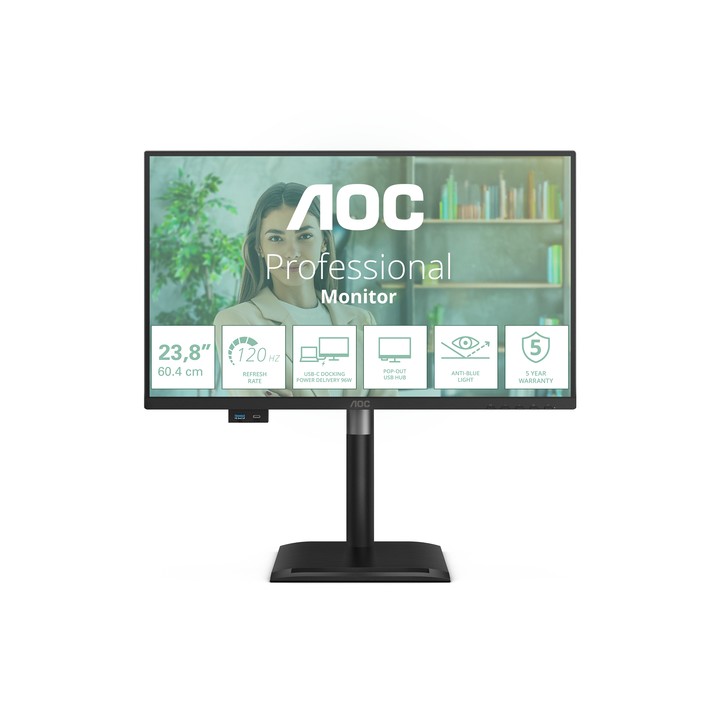 AOC MONITOR 23,8 LED IPS FHD 16:9 120Hz, REG ALTEZZA, USB-C