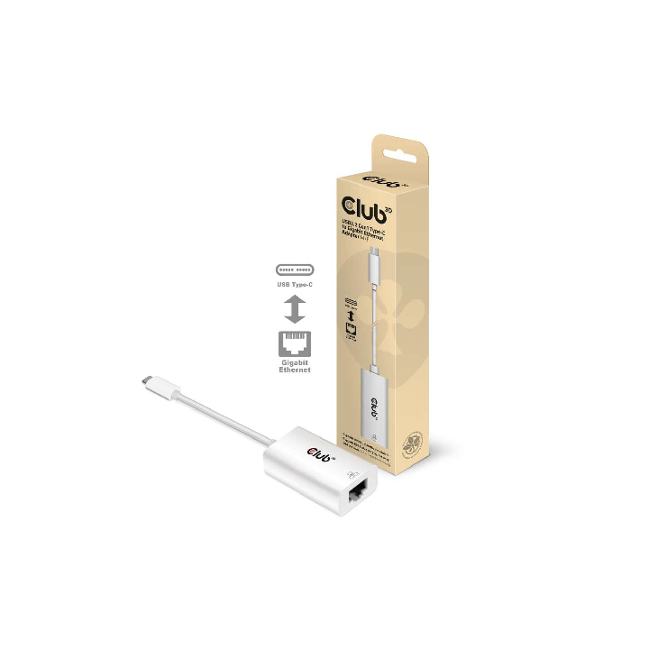CLUB3D USB TYPE C 3.1 GEN 1 GEN 1 MALE TO 1GB ETHERNET FEMALE ACTIVE ADAPTER