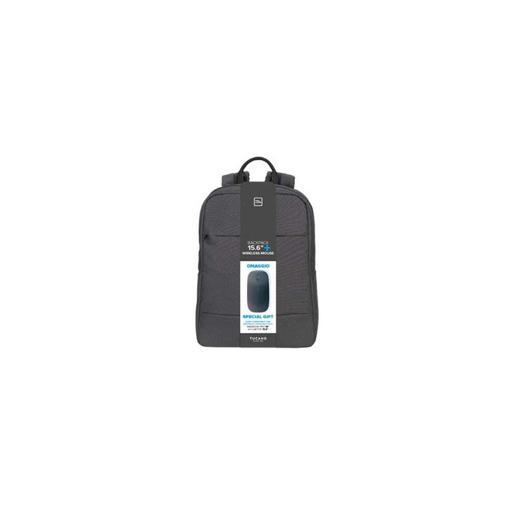 TUCANO ZAINO + MOUSE WIRELESS BUNDLE,PER LAPTOP FINO 15,6,CON TASCA FRONTALE E LATERALI