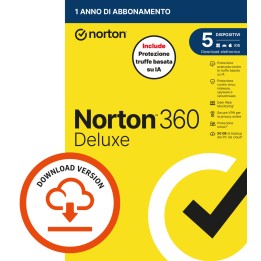 NORTON 360 DELUXE 2026 -ANTITRUFFA- 5 DISPOSITIVI 12 MESI 50GB - IT ESD