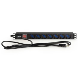 LINK MULTIPRESA DA RACK 19" 7 PRESE UNIVERSALI CON INTERRUTTORE SPINA ITALIANA 16A CAVO MT 1.75