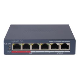 SWITCH HIKVISION SMART MANAGED POE 10/100 L2, 4 10/100M RJ45 POE PORTS, 2 10/100M RJ45 PORT, 802.3AF