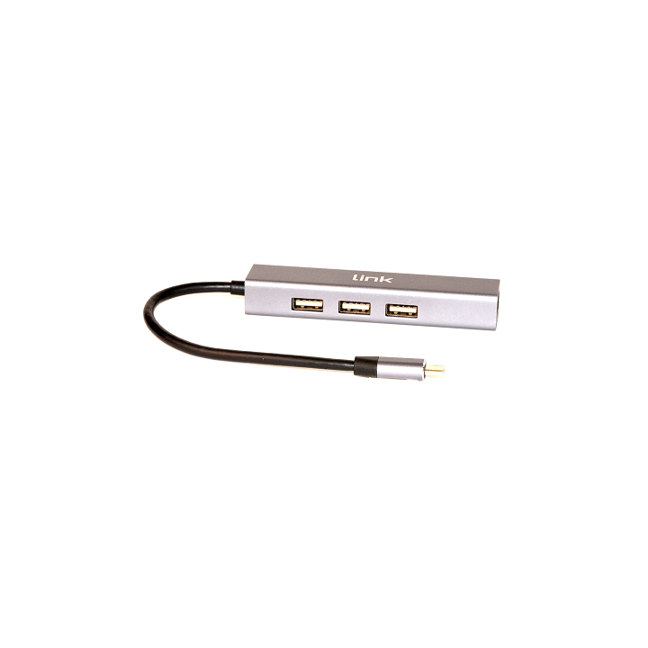 LINK ADATTATORE USB-C MASCHIO CON PRESA RETE RJ45 10/100 + HUB 3 PORTE USB 2.0