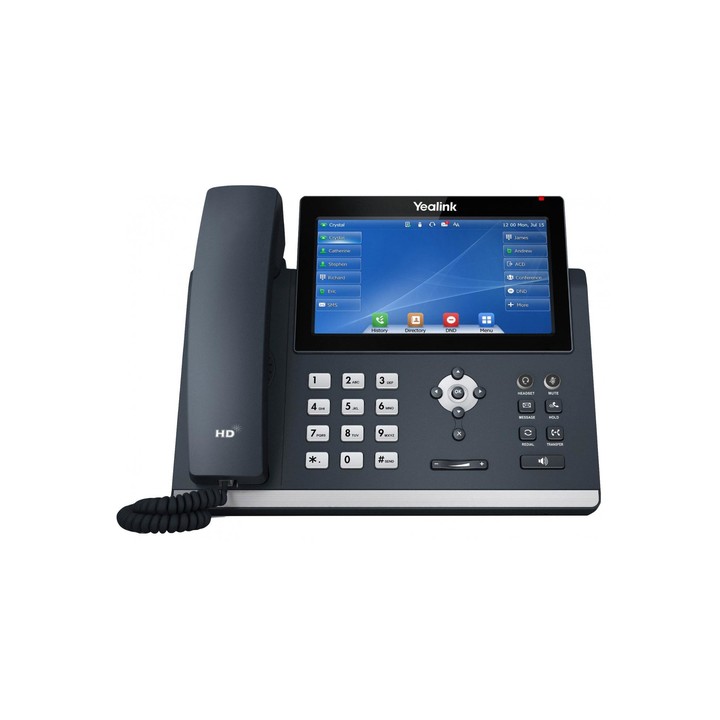 YEALINK TELEFONO VOIP 2XLAN GIGABIT, DISPLAY TOUCH 7, 1XRJ9, 12 LINEE SIP, 16 LINEE SIP