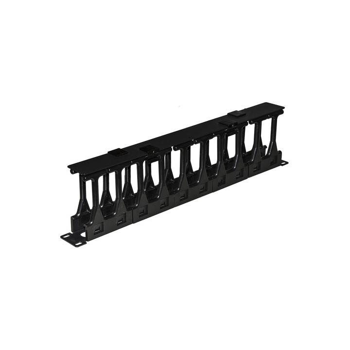 PANNELLO GUIDACAVI PER ARMADI RACK 19 1U A GABBIA COLORE NERO, ALTA DENSITA PROFONDITA 11 CM CON COPERCHIO APRIBILE