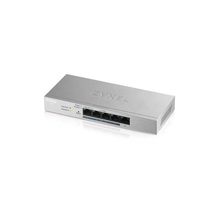 ZYXEL SWITCH UNMANAGED PLUS 5 PORTE GIGABIT (4 PoE), EASY MANAGEMENT PER VLAN, QoS, DESIGN SENZA VENTOLE, DESKTOP