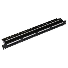 PANNELLO PATCH 19 NON SCHERMATO UTP 24 PORTE 8 POLI RJ45 PER RETI CATEGORIA 6 NERO