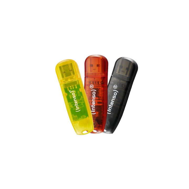 INTENSO PEN DISK RAINBOW LINE 32GB USB 2.0 CONFEZIONE DA 3 PEZZI (ARANCIONE-ROSSA-NERA)