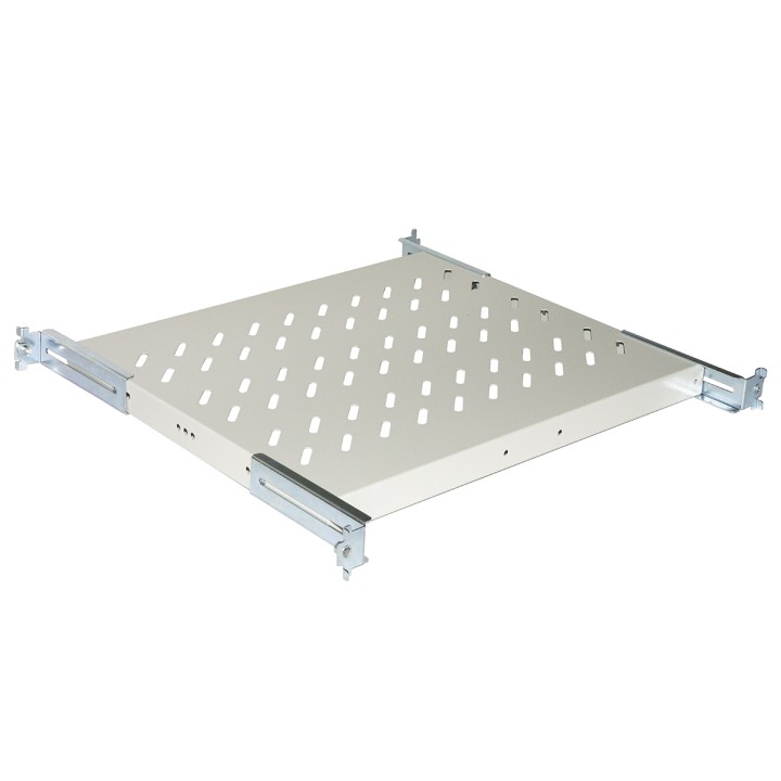RIPIANO UNIVERSALE PER ARMADIO RACK 19 ESTRAIBILE SU BINARI TELESCOPICI 1 UNITA GRIGIO 370 MM.