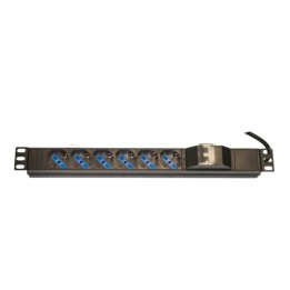 MULTIPRESA ALIMENTAZIONE PER RACK 19 CON 6 PRESE UNIVERSALI TRIPOLARI/SCHUKO MAGNETOTERMICA CAVO MT 3