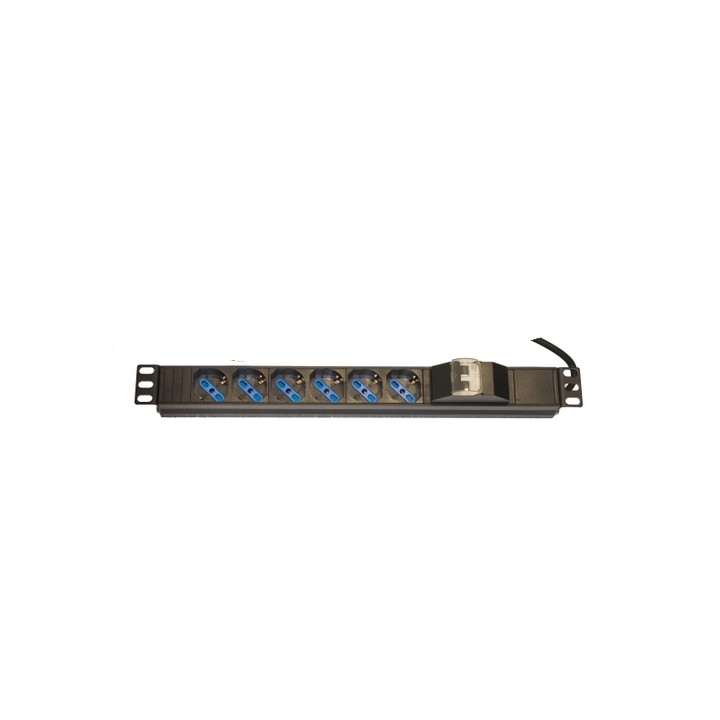 MULTIPRESA ALIMENTAZIONE PER RACK 19 CON 6 PRESE UNIVERSALI TRIPOLARI/SCHUKO MAGNETOTERMICA CAVO MT 3