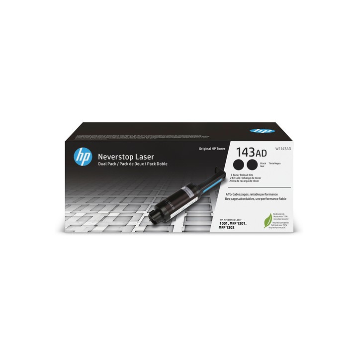 HP TONER NERO 143A RICARICA PER PER NEVERSTOP 1001NW / 1201N/ 1202 NW, DUAL PACK