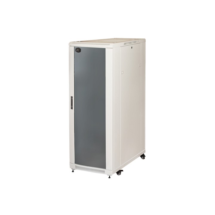 ARMADIO RACK 19 PER RETI 32U (A)1610, (L)600, (P)800 COLORE GRIGIO PORTA VETRO