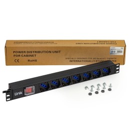 MULTIPRESA DA RACK 19 7 PRESE UNIVERSALI CON INTERRUTTORE SPINA ITALIANA 16A CAVO MT 5