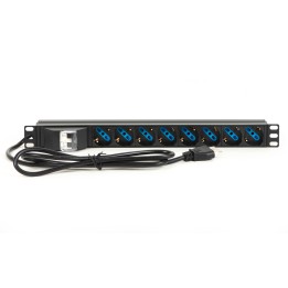 MULTIPRESA ALIMENTAZIONE PER RACK 19 CON 8 PRESE UNIVERSALI TRIPOLARI/SCHUKO MAGNETOTERMICA