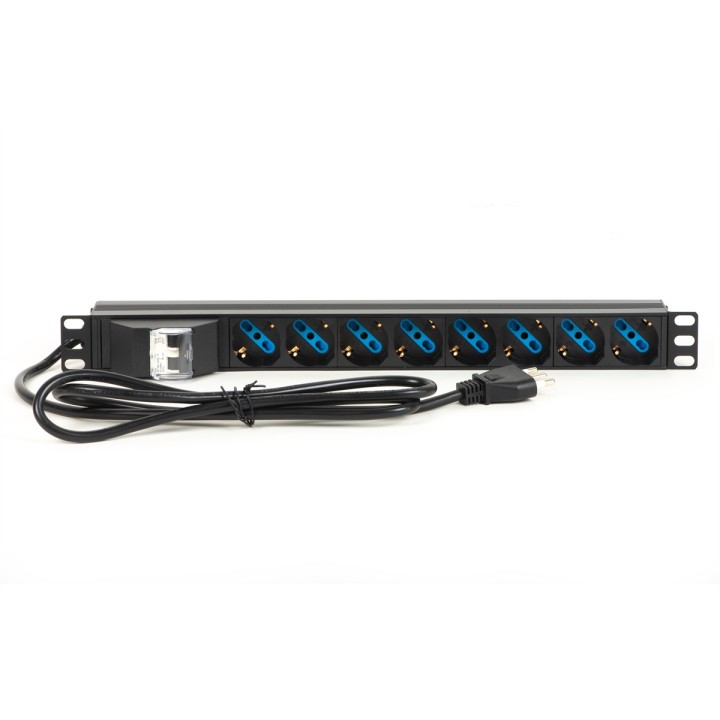 MULTIPRESA ALIMENTAZIONE PER RACK 19 CON 8 PRESE UNIVERSALI TRIPOLARI/SCHUKO MAGNETOTERMICA