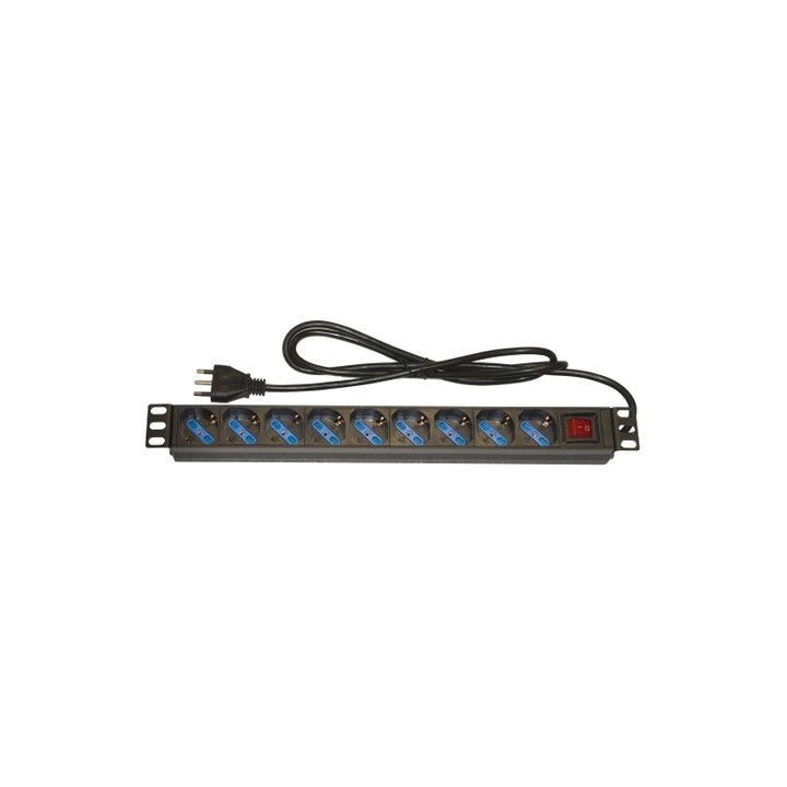 MULTIPRESA DA RACK 19 9 PRESE UNIVERSALI CON INTERRUTTORE SPINA ITALIANA 16A