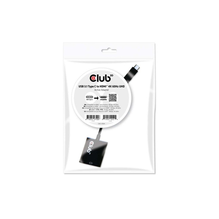 CLUB3D ADATTATORE USB TYPE C 3.1 GEN 1 TO HDMI 2.0 4K60HZ HDR ACTIVE