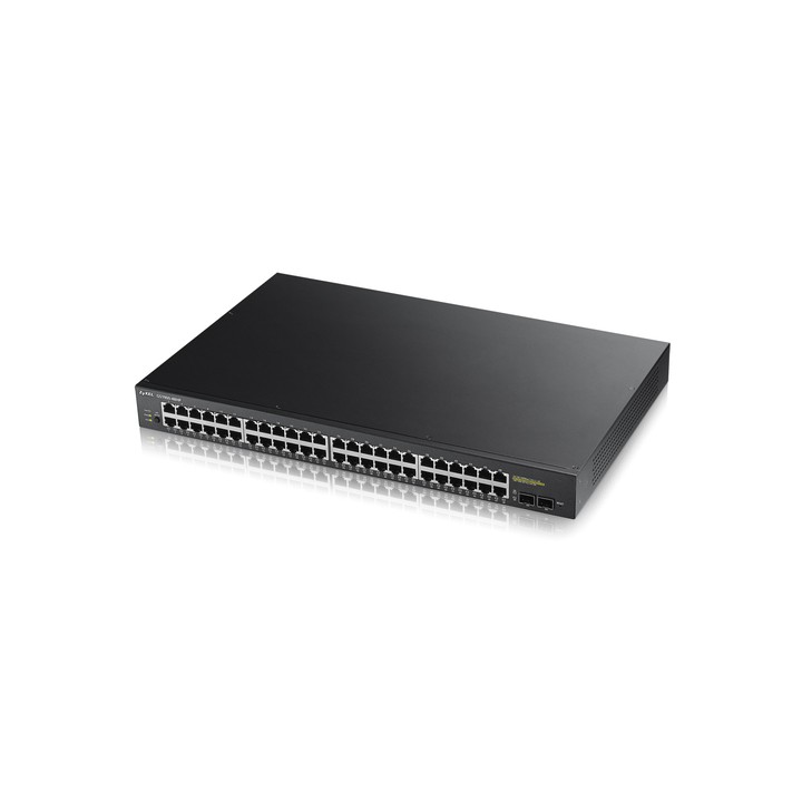 ZYXEL SWITCH MANAGED 48 PORTE GIGABIT, 2XSFP, SSENZA VENTOLE, DESKTOP/RACK
