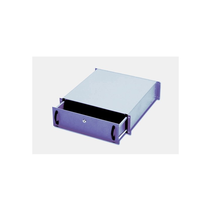 CASSETTO PER ARMADI RACK 19 CON SERRATURA, 3 UNITA COLORE NERO RAL9005 (L/P/A) MM 485X480X134