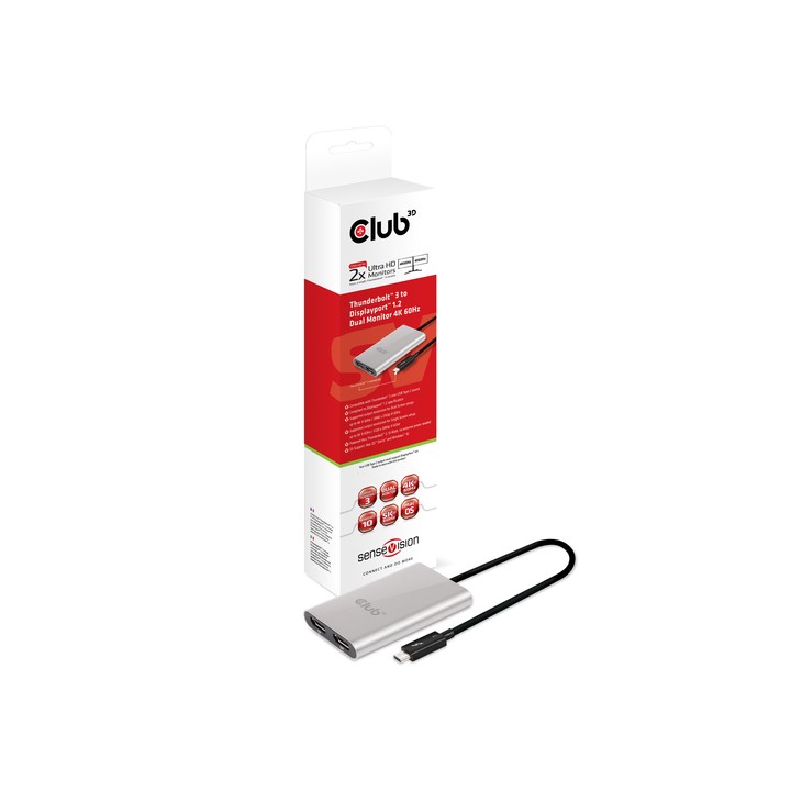 CLUB3D ADATTATORE TYPE C TB3 TO 2X DISPLYPORT P 4K 60HZ