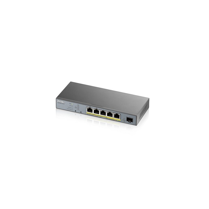 ZYXEL SWITCH MANAGED PER CCTV: 5 PORTE GIGABIT POE (BUDGET 60W) + 1 PORTA SFP, NFLEX