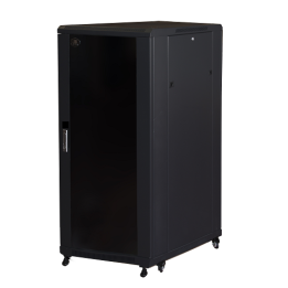ARMADIO RACK 19 PER RETI 27U (A)1388 (L)600 (P)800 COLORE NERO PORTA VETRO