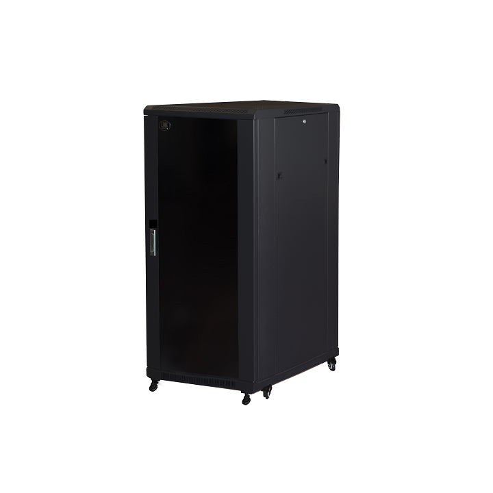 ARMADIO RACK 19 PER RETI 27U (A)1388 (L)600 (P)800 COLORE NERO PORTA VETRO