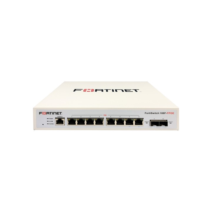 FORTISWITCH-108F-FPOE SWITCH L2+ MANAGEMENT CON 8 PORTE GE + 2 P. SFP + 1 P. POE - POWER BUDGET 130W