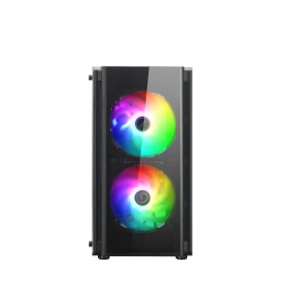 NUWO MICRO CASE ATX BLITZ R28 0.5MM SPCC USB3.0/2.0 3 FAN 12CM ARGB RAINBOW FRONT MESH SIDE GLASS N