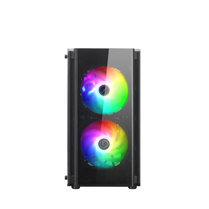 NUWO MICRO CASE ATX BLITZ R28 0.5MM SPCC USB3.0/2.0 3 FAN 12CM ARGB RAINBOW FRONT MESH SIDE GLASS N
