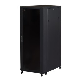 ARMADIO RACK 19 PER RETI 32U (A)1610, (L)600, (P)800 COLORE NERO PORTA VETRO
