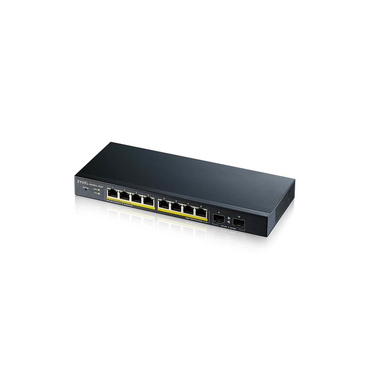 ZYXEL SWITCH MANAGED 8 PORTE GIGABIT POE 70W, 2XSFP, DESIGN SENZA VENTOLE, DESKTOP
