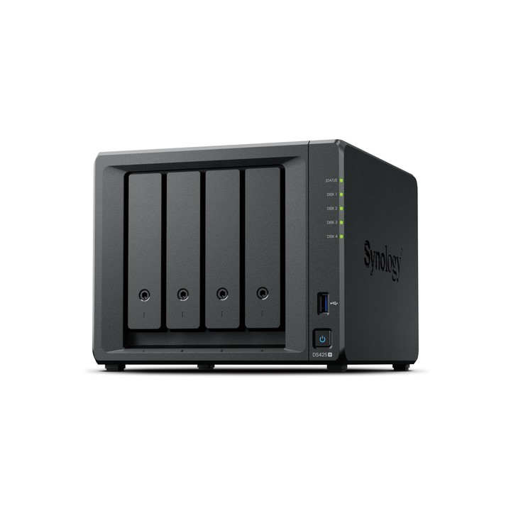 SYNOLOGY NAS TOWER 4X SATA, 2X NVME, MAX 40 CAM, CELERON J4125, 2GB RAM, 2.5GBE, USB 3.2,
