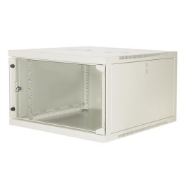 ARMADIO RACK 19 6 UNITA DA MURO (A)350X (L)540 X PROFONDITA 600 MM. COLORE GRIGIO PORTA VETRO