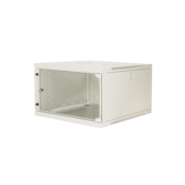 ARMADIO RACK 19 6 UNITA DA MURO (A)350X (L)540 X PROFONDITA 600 MM. COLORE GRIGIO PORTA VETRO