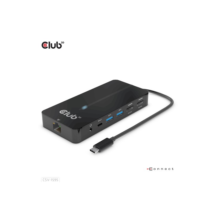 CLUB3D HUB USB GEN1 TYPE-C 7-in-1 2x HDMI, 2x USB GEN1 TYPE-A, 1x RJ45, 1x 3.5mm Audio, 1x USB GEN
