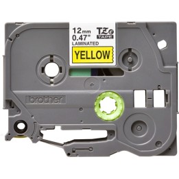 BROTHER NASTRO LAMINATO NERO SU GIALLO TZE631 DA 12 MM