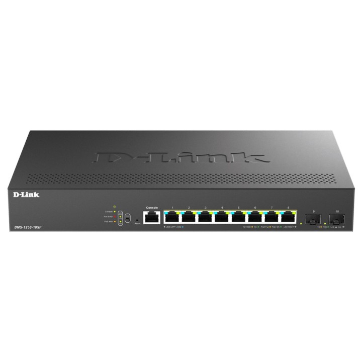 D-LINK SWITCH 10-PORT MULTI-GIGABIT SMART MANAGED POE+ SWITCH INCLUDING 8 MULTI-GIGABIT 2.5G POE AND