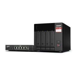 QNAP NAS - 4-BAY NAS, AMD RYZEN V1000 SERIES V1500B 4C/8T 2.2GHZ, 8GB DDR4 RAM BUNDLE QSW-1105-5T 2.