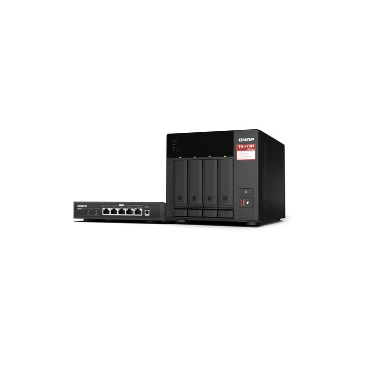 QNAP NAS - 4-BAY NAS, AMD RYZEN V1000 SERIES V1500B 4C/8T 2.2GHZ, 8GB DDR4 RAM BUNDLE QSW-1105-5T 2.