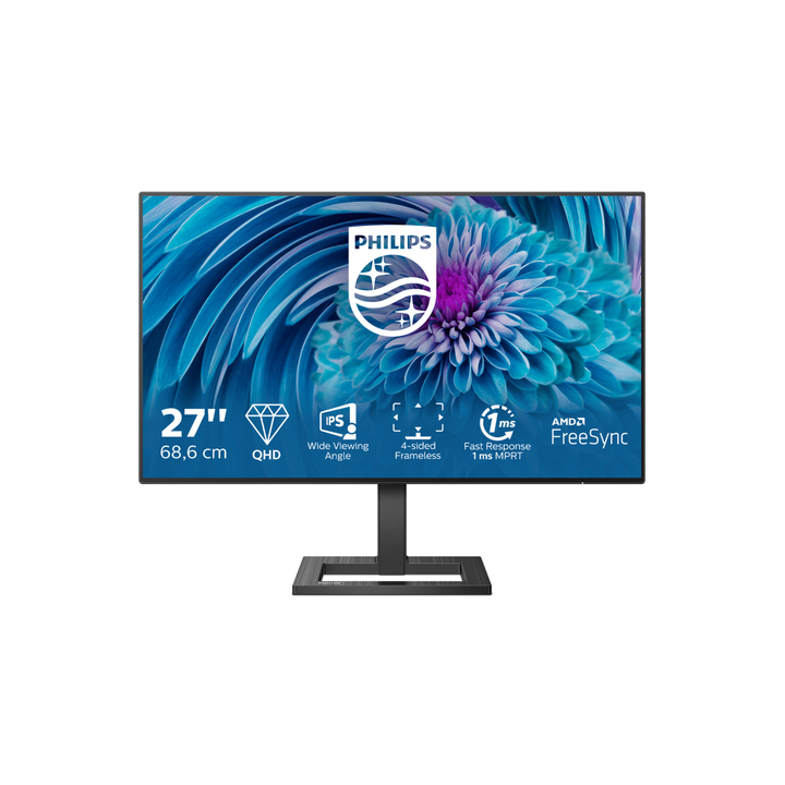 PHILIPS MONITOR 27" LED IPS QHD 16:9 1MS 75HZ, 350 CDM, DP/HDMI, REG ALTEZZA, MULTIMEDIALE