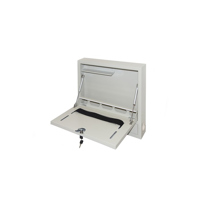 ARMADIO A MURO PER LAPTOP CON CHIUSURA A CHIAVE COLORE GRIGIO CON PISTONI